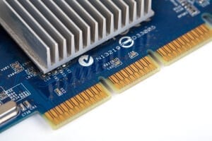 Video card close up on isolated white background